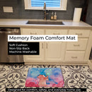Bear and Bubbles Watercolor Memory Foam Kitchen Mat Machine Washable Anti-Fatigue Cushion Comfort Bath or Kitchen Rug