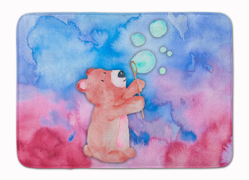 Bear and Bubbles Watercolor Machine Washable Memory Foam Mat BB7347RUG