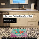 Rabbit and Squirrel Bathing Watercolor Memory Foam Kitchen Mat Machine Washable Anti-Fatigue Cushion Comfort Bath or Kitchen Rug