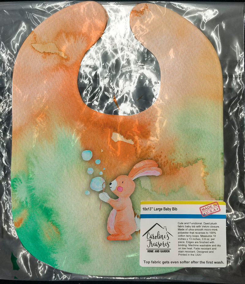 Rabbit and Bubbles Watercolor Baby Bib BB7349BIB