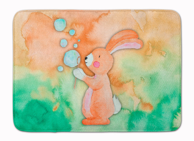 Rabbit and Bubbles Watercolor Machine Washable Memory Foam Mat BB7349RUG