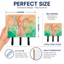Rabbit and Bubbles Watercolor Leash or Key Holder Wall Hooks, Coat Rack Wall Mount, for Hanging Keys, Towels, Aprons, Leashes