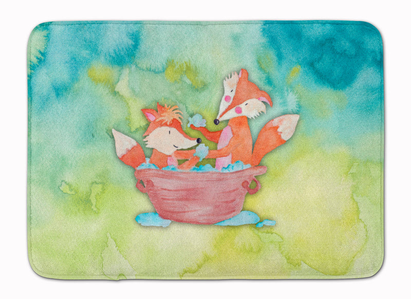 Foxes Bathing Watercolor Machine Washable Memory Foam Mat BB7350RUG