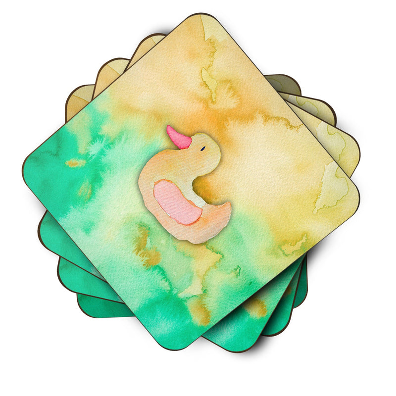 Rubber Duckie Watercolor Foam Coaster Set of 4 BB7351FC