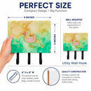 Rubber Duckie Watercolor Leash or Key Holder Wall Hooks, Coat Rack Wall Mount, for Hanging Keys, Towels, Aprons, Leashes