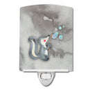 Skunk and Bubbles Watercolor Ceramic Night Light Compact, UL-Certified, Ideal for Bedroom, Bathroom, Nursery, Hallway, Kitchen, 6x4x3, Multicolor