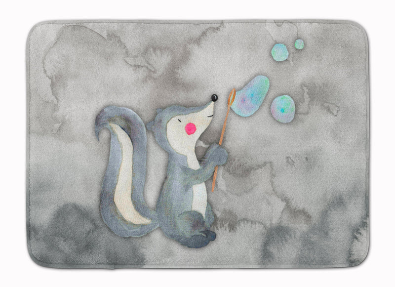 Skunk and Bubbles Watercolor Machine Washable Memory Foam Mat BB7352RUG