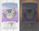 Cat Face Watercolor Ceramic Night Light Compact, UL-Certified, Ideal for Bedroom, Bathroom, Nursery, Hallway, Kitchen, 6x4x3, Multicolor