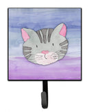 Cat Face Watercolor Leash or Key Holder Wall Hooks, Key Hooks Holder, Coat Rack Wall Mount, Coat Hooks, Hooks for Hanging Keys, Towels, Aprons, Leashes