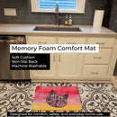 Cat Face Meow Watercolor Memory Foam Kitchen Mat Machine Washable Anti-Fatigue Cushion Comfort Bath or Kitchen Rug