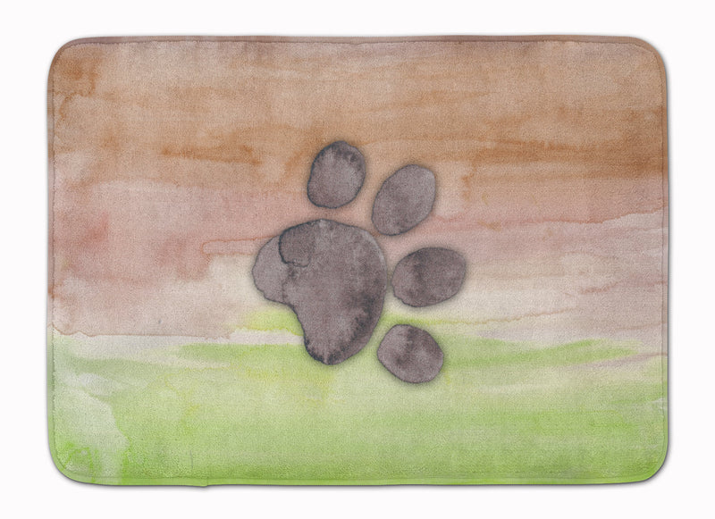 Dog Paw Watercolor Machine Washable Memory Foam Mat BB7359RUG