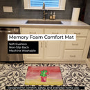 Flowering Cactus Watercolor Memory Foam Kitchen Mat Machine Washable Anti-Fatigue Cushion Comfort Bath or Kitchen Rug