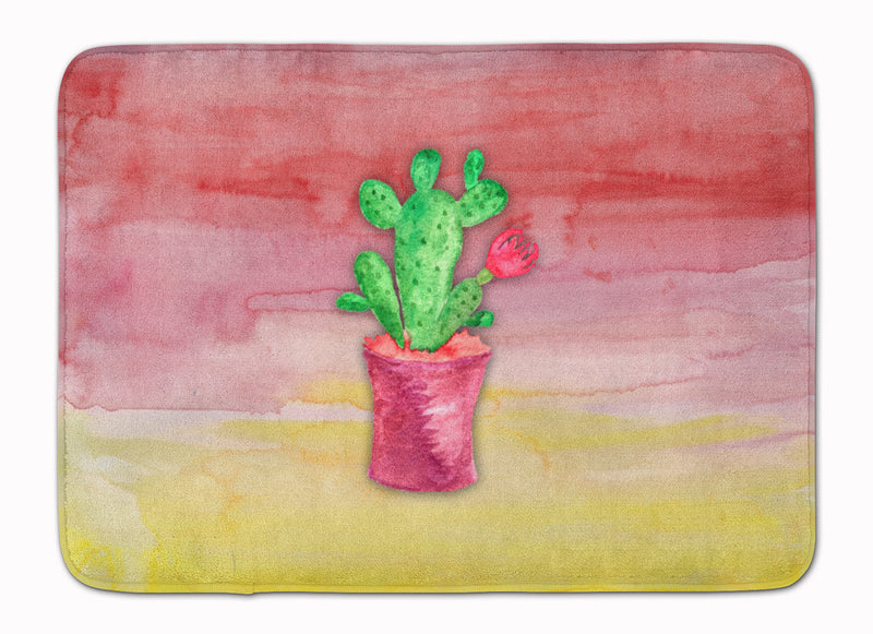 Flowering Cactus Watercolor Machine Washable Memory Foam Mat BB7361RUG