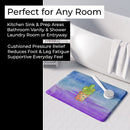 Cactus Blue and Purple Watercolor Memory Foam Kitchen Mat Machine Washable Anti-Fatigue Cushion Comfort Bath or Kitchen Rug