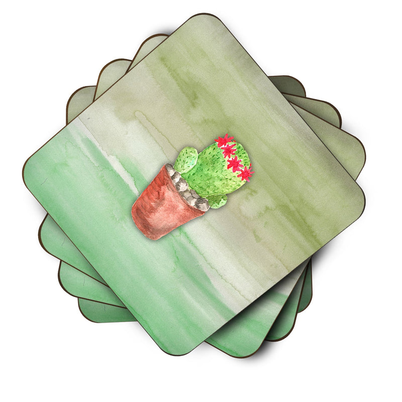 Cactus Green Watercolor Foam Coaster Set of 4 BB7364FC