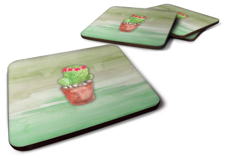 Cactus Green Watercolor Foam Coaster Set of 4 BB7364FC