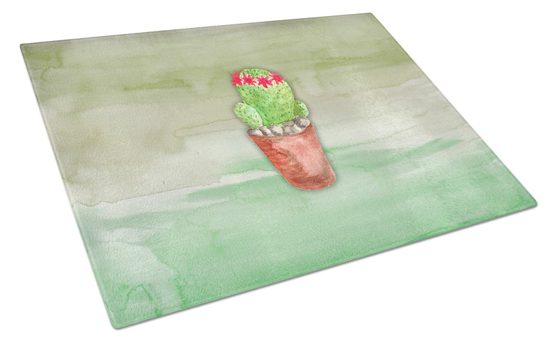 Cactus Green Watercolor Glass Cutting Board Large BB7364LCB