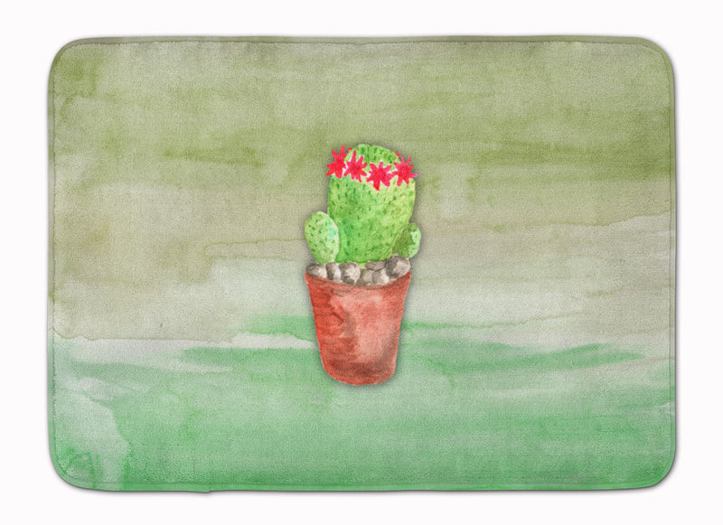 Cactus Green Watercolor Machine Washable Memory Foam Mat BB7364RUG