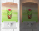 Cactus Green and Brown Watercolor Ceramic Night Light Compact, UL-Certified, Ideal for Bedroom, Bathroom, Nursery, Hallway, Kitchen, 6x4x3, Multicolor