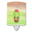 Cactus Green and Brown Watercolor Ceramic Night Light Compact, UL-Certified, Ideal for Bedroom, Bathroom, Nursery, Hallway, Kitchen, 6x4x3, Multicolor