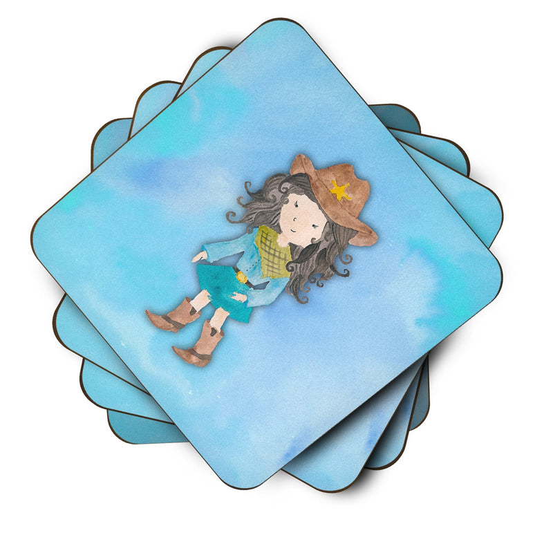 Cowgirl Watercolor Foam Coaster Set of 4 BB7367FC