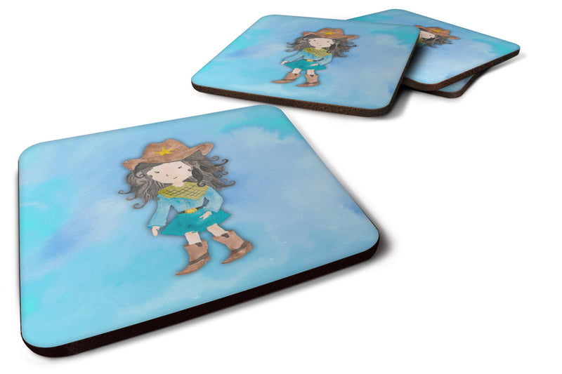 Cowgirl Watercolor Foam Coaster Set of 4 BB7367FC