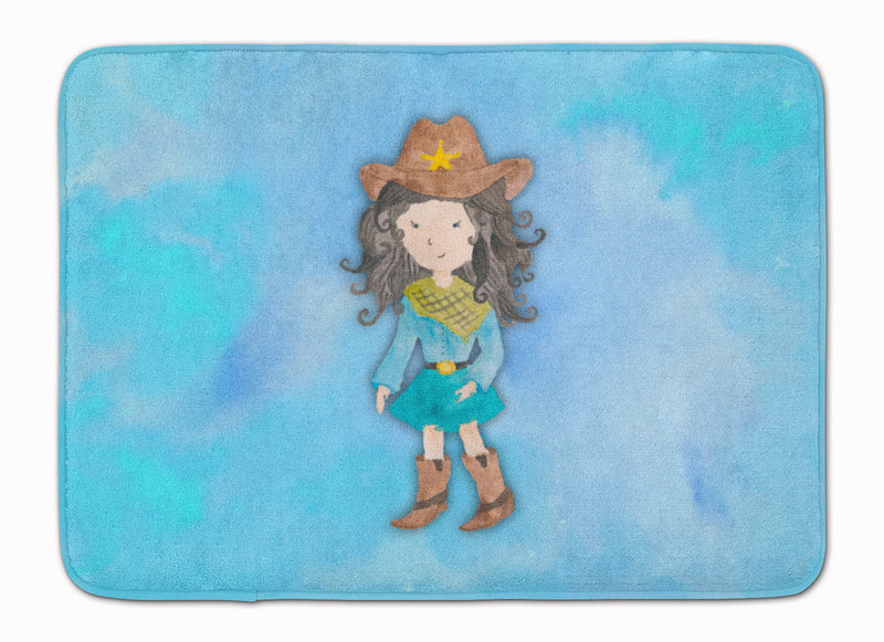 Cowgirl Watercolor Machine Washable Memory Foam Mat BB7367RUG