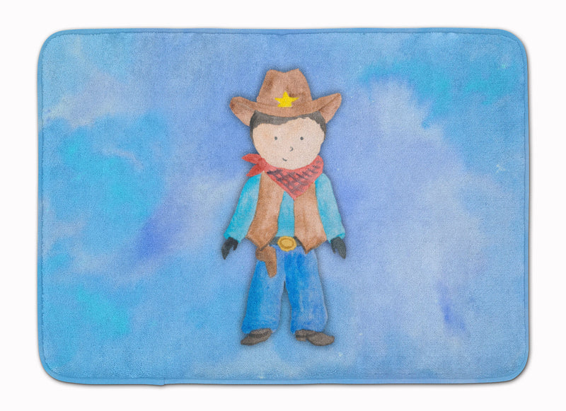 Cowboy Watercolor Machine Washable Memory Foam Mat BB7368RUG