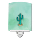 Western Cactus Watercolor Ceramic Night Light Compact, UL-Certified, Ideal for Bedroom, Bathroom, Nursery, Hallway, Kitchen, 6x4x3, Multicolor