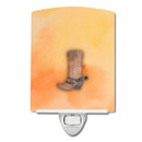 Cowboy Boot Watercolor Ceramic Night Light Compact, UL-Certified, Ideal for Bedroom, Bathroom, Nursery, Hallway, Kitchen, 6x4x3, Multicolor