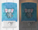 Blue Elepant Watercolor Ceramic Night Light Compact, UL-Certified, Ideal for Bedroom, Bathroom, Nursery, Hallway, Kitchen, 6x4x3, Multicolor