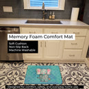 Blue Elepant Watercolor Memory Foam Kitchen Mat Machine Washable Anti-Fatigue Cushion Comfort Bath or Kitchen Rug
