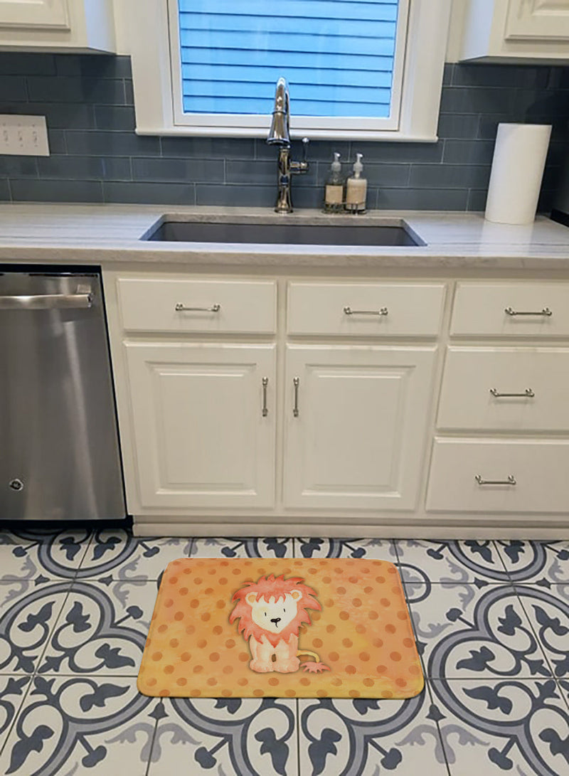 Polkadot Lion Watercolor Machine Washable Memory Foam Mat BB7374RUG