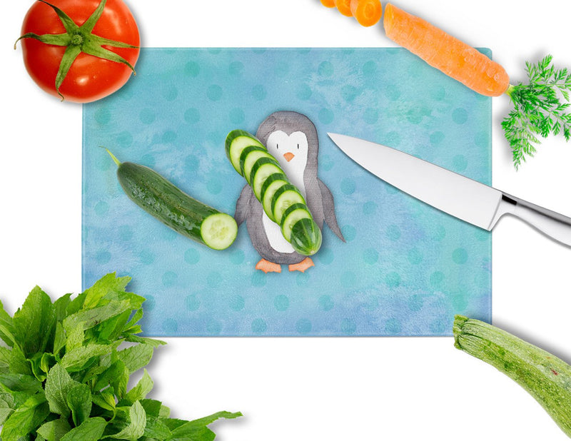 Polkadot Penguin Watercolor Glass Cutting Board Large BB7376LCB