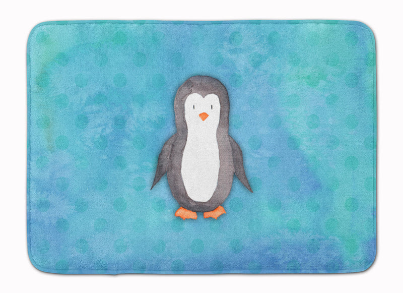 Polkadot Penguin Watercolor Machine Washable Memory Foam Mat BB7376RUG