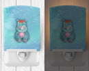 Rhinoceros Watercolor Ceramic Night Light Compact, UL-Certified, Ideal for Bedroom, Bathroom, Nursery, Hallway, Kitchen, 6x4x3, Multicolor