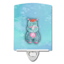 Rhinoceros Watercolor Ceramic Night Light Compact, UL-Certified, Ideal for Bedroom, Bathroom, Nursery, Hallway, Kitchen, 6x4x3, Multicolor