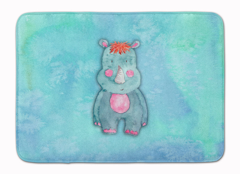 Rhinoceros Watercolor Machine Washable Memory Foam Mat BB7381RUG