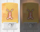 Rabbit Watercolor Ceramic Night Light Compact, UL-Certified, Ideal for Bedroom, Bathroom, Nursery, Hallway, Kitchen, 6x4x3, Multicolor