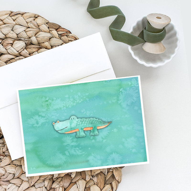 Alligator Watercolor Greeting Cards and Envelopes Pack of 8