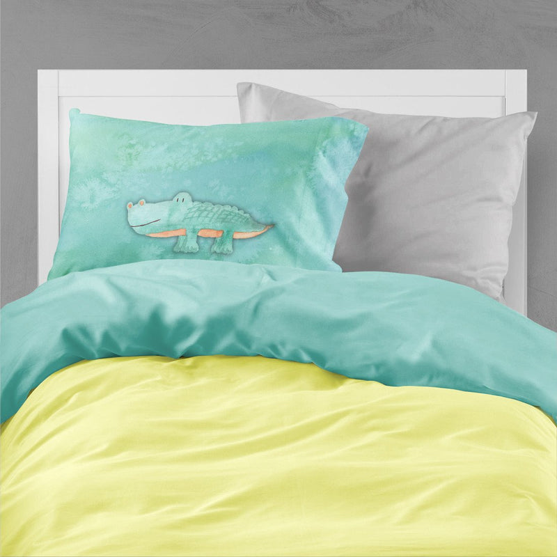 Alligator Watercolor Fabric Standard Pillowcase – Artistic Decorative Front, White Back BB7385PILLOWCASE