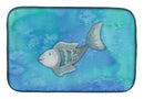 Blue Fish Watercolor Dish Drying Mat – Absorbent, Artistic Kitchen Essentials BB7386DDM