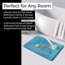 Blue Fish Watercolor Memory Foam Kitchen Mat Machine Washable Anti-Fatigue Cushion Comfort Bath or Kitchen Rug