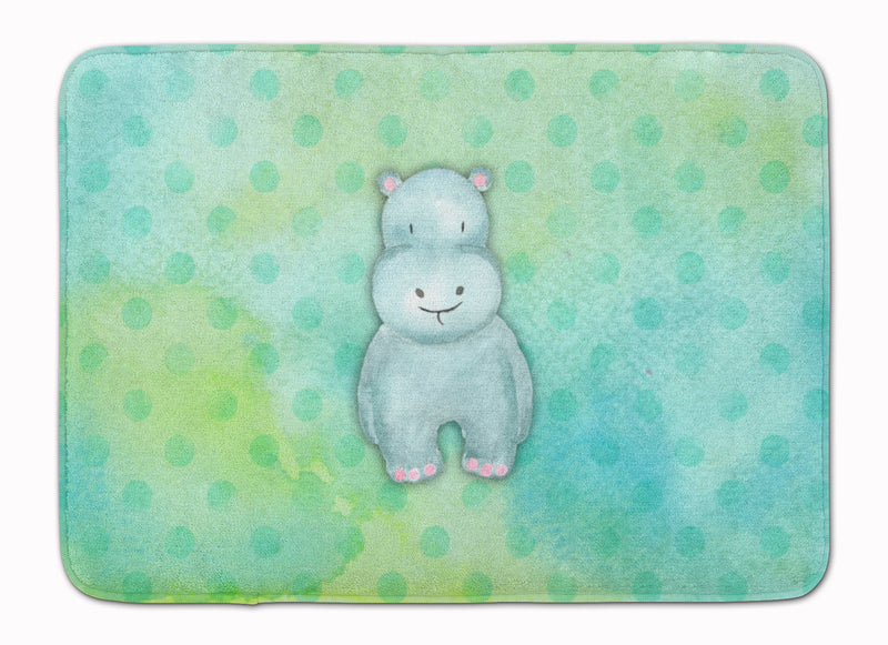 Polkadot Hippopotamus Watercolor Machine Washable Memory Foam Mat BB7389RUG