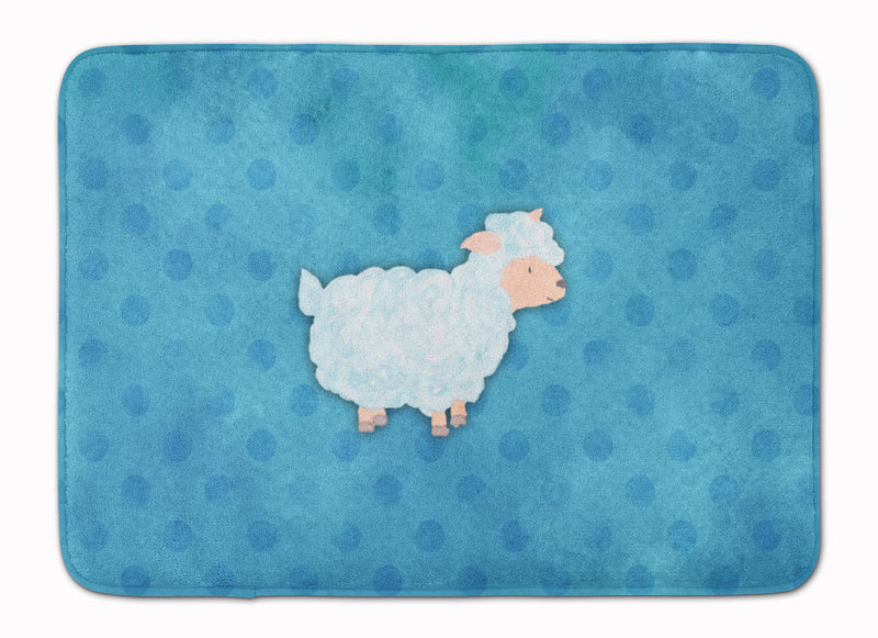 Polkadot Sheep Lamb Watercolor Machine Washable Memory Foam Mat BB7390RUG