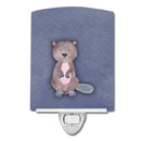 Beaver Watercolor Ceramic Night Light Compact, UL-Certified, Ideal for Bedroom, Bathroom, Nursery, Hallway, Kitchen, 6x4x3, Multicolor