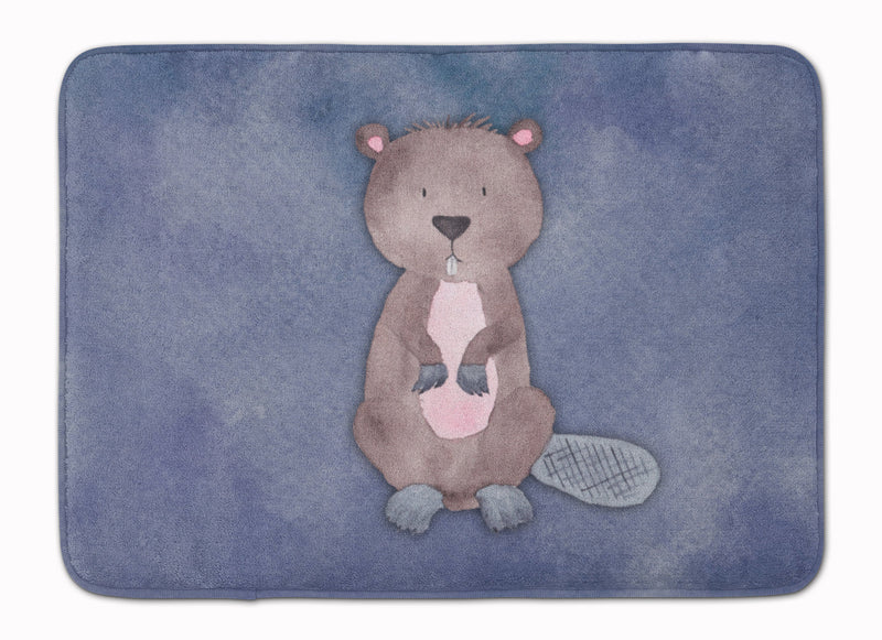 Beaver Watercolor Machine Washable Memory Foam Mat BB7392RUG