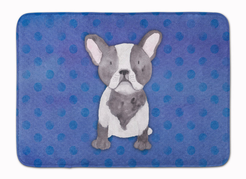 French Bulldog Polkadot Watercolor Machine Washable Memory Foam Mat BB7394RUG