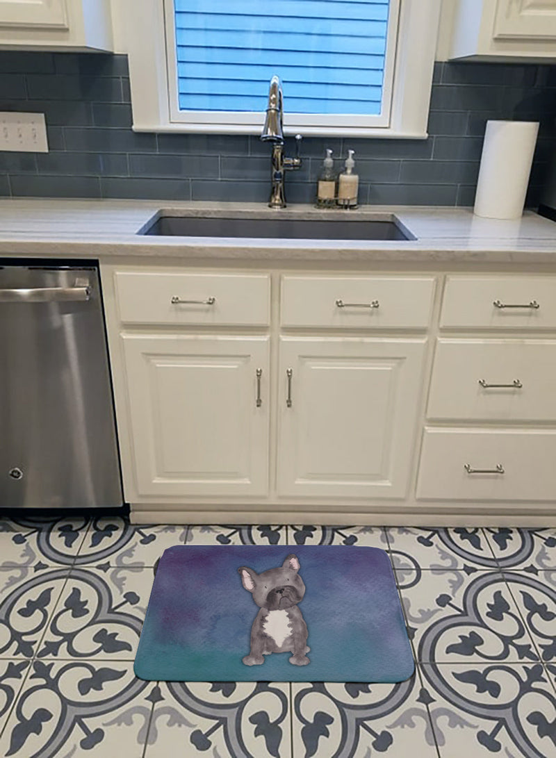 French Bulldog Watercolor Machine Washable Memory Foam Mat BB7395RUG