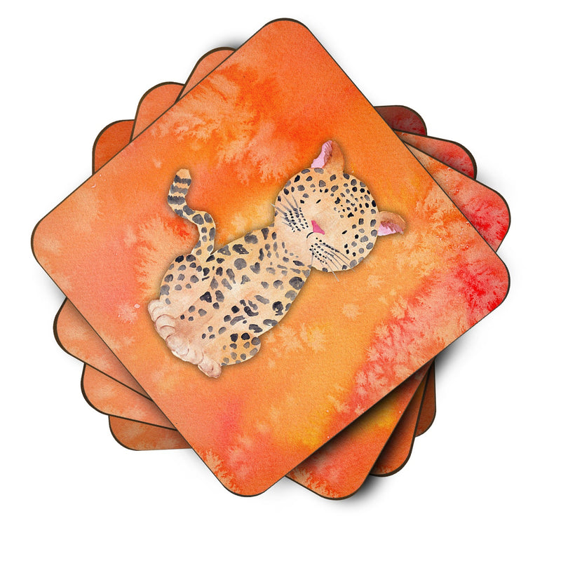 Leopard Watercolor Foam Coaster Set of 4 BB7396FC